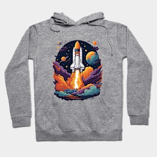 Fantasy Spaceship launch in the Galaxy Hoodie